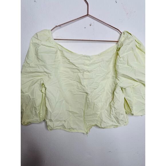 VINCE Green Cotton Square Neckline Three-Quarter Sleeves Draped Top Size 12 - Picture 9 of 13